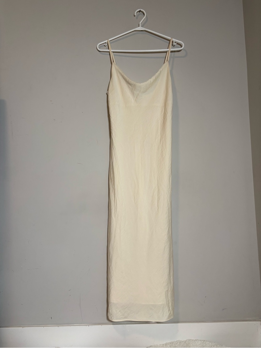 Topshop Ivory Satin Lined Midi Slip Dress — Size M - Picture 3 of 9
